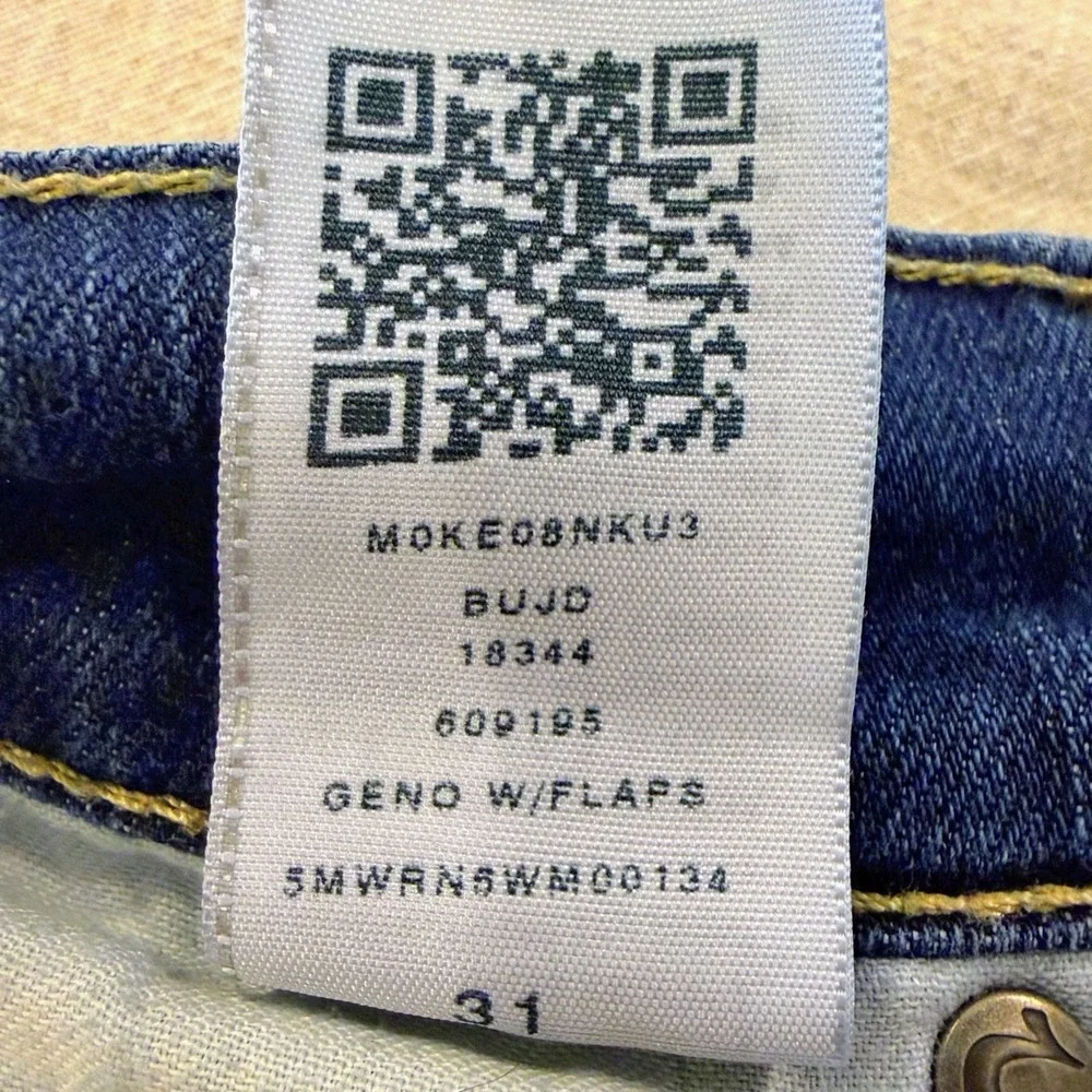 True Religion Jeans Mens Tag 31x32 Blue Geno Straight Slim Fit Denim Stretch USA
